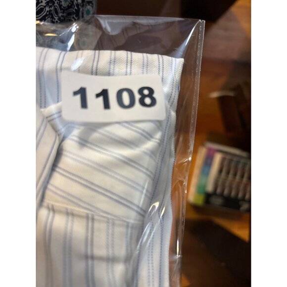 Faconnable Mens Blue & White Pinstripe Dress Shirt 16.5 XL 100% Cotton Made In U - Picture 11 of 11